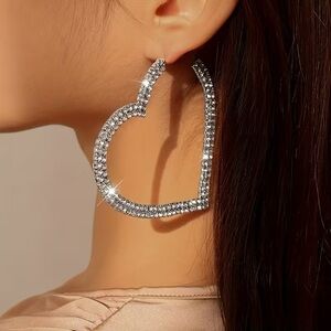 Elegant Silver Heart Hoop Earrings